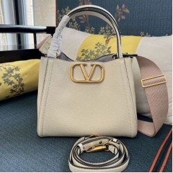Replica qualità specchio Borsa  1:1 a mano media Valentino Garavani Alltime vitello granato Beige