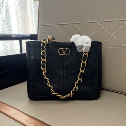 Replica qualità specchio Borsa shopping piccola/media Valentino Garavani Laseine Nero