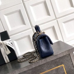 Replica Borsa Chanel Mini Classic Flap Bow 25K con manico superiore AS2431 Blu Imitazioni Replica qualità specchio Borsa Chanel Mini Classic Flap Bow 25K con manico superiore AS2431 Blu