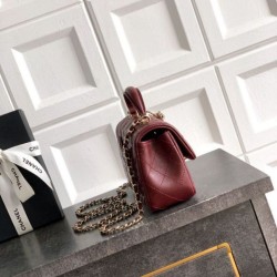 Replica Borse Chanel Mini Classic Flap Bow 25K con manico superiore AS2431 Borgogna Imitazioni Replica qualità specchio Borse Chanel Mini Classic Flap Bow 25K con manico superiore AS2431 Borgogna
