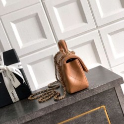 Replica Imitazioni borse griffate Chanel Mini Classic Flap Bow 25K con manico superiore AS2431 caramello Imitazioni Replica qualità specchio Imitazioni borse griffate Chanel Mini Classic Flap Bow 25K con manico superiore AS2431 caramello
