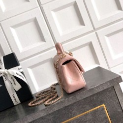 Replica Borsa Chanel Mini Classic Flap Bow 25K con manico superiore AS2431 Rosa Imitazioni Replica qualità specchio Borsa Chanel Mini Classic Flap Bow 25K con manico superiore AS2431 Rosa