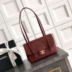 Replica qualità specchio Borsa Chanel 26P Preppy Coco Flap AS6130 Borgogna