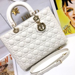 Replica qualità specchio Imitazioni borse griffate grande Dior Lady Dior agnello trapuntata cannage bianca