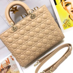 Replica Borsa grande Dior Lady Dior agnello trapuntata cannage cammello Imitazioni Replica qualità specchio Borsa grande Dior Lady Dior agnello trapuntata cannage cammello