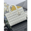 Borse Replica a mano Dior Lady Dior grande opaca Cannage con patta bianca