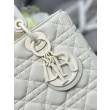Borse Replica a mano Dior Lady Dior Media opaca Cannage con patta bianca