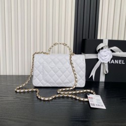 Borsa Replica 1:1 a tracolla Chanel piccola con catena e manico superiore AS5702 Bianco