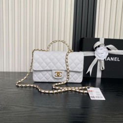 Borsa Replica 1:1 a tracolla Chanel piccola con catena e manico superiore AS5702 Bianco