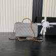 Borsa a tracolla Chanel piccola con catena e manico superiore AS5702 Grigia