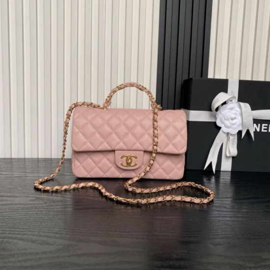 Borsa a tracolla Chanel piccola con catena e manico superiore AS5702 Rosa