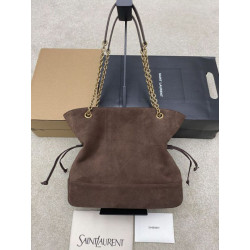 Borsa a tracolla YSL Saint Laurent Jamie 4.3 Pochon Shopping Scamosciata Marrone