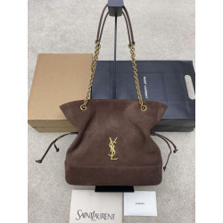 Borsa a tracolla YSL Saint Laurent Jamie 4.3 Pochon Shopping Scamosciata Marrone