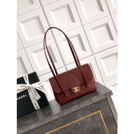 Borsa Chanel 26P Preppy Coco Flap AS6130 Borgogna