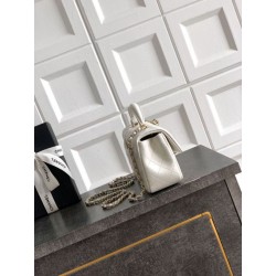 Borsa Chanel Mini Classic Flap Bow 25K con manico superiore AS2431 bianca