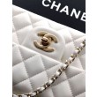 Borsa Chanel Mini Classic Flap Bow 25K con manico superiore AS2431 bianca