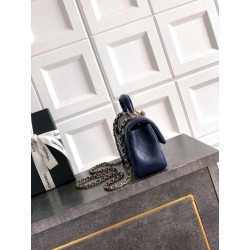 Borsa Chanel Mini Classic Flap Bow 25K con manico superiore AS2431 Blu