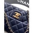 Borsa Chanel Mini Classic Flap Bow 25K con manico superiore AS2431 Blu