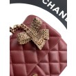 Borse Replica Chanel Mini Classic Flap Bow 25K con manico superiore AS2431 Borgogna