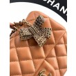 Imitazioni borse griffate Chanel Mini Classic Flap Bow 25K con manico superiore AS2431 caramello