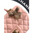 Borsa Chanel Mini Classic Flap Bow 25K con manico superiore AS2431 Rosa