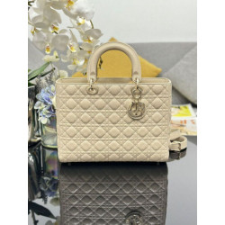 Borsa grande Dior Lady Dior agnello trapuntata cannage beige