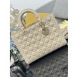 Borsa grande Dior Lady Dior agnello trapuntata cannage beige