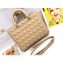 Borsa grande Dior Lady Dior agnello trapuntata cannage cammello