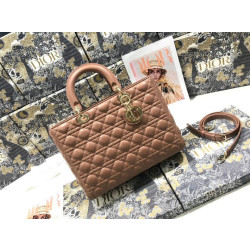 Replica Perfetta grande Dior Lady Dior agnello trapuntata cannage Marrone