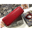 Borsa grande Dior Lady Dior agnello trapuntata cannage Rosso