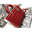 Borsa grande Dior Lady Dior agnello trapuntata cannage Rosso