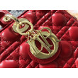 Borsa grande Dior Lady Dior agnello trapuntata cannage Rosso