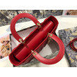 Borsa grande Dior Lady Dior agnello trapuntata cannage Rosso