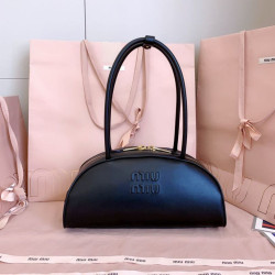 Borse a mano Miu Miu Beau marrone cognac 5BB193 Nero
