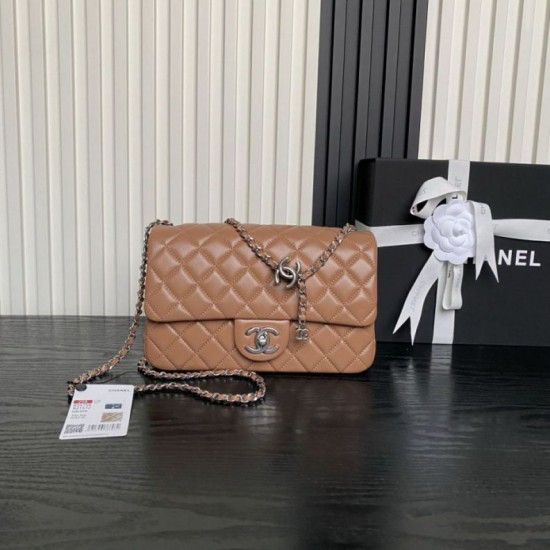 Borse Chanel AS5756 Mini Rettangolare con patta e manico superiore caramello