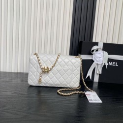 Borse Chanel AS5756 piccola Rettangolare con patta e manico superiore bianca