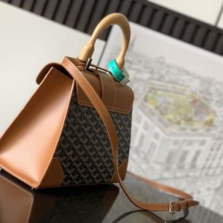 Replica Borsa a mano strutturata Goyard Saigon PM marrone Imitazioni Replica qualità specchio Borsa a mano strutturata Goyard Saigon PM marrone