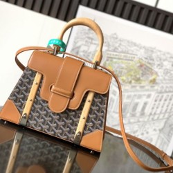 Replica qualità specchio Borsa a mano strutturata Goyard Saigon PM marrone