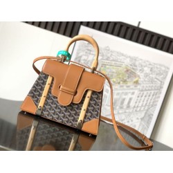 Borsa a mano strutturata Goyard Saigon PM marrone