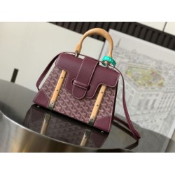 Borsa a mano strutturata Goyard Saigon PM bordeaux