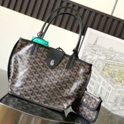 Replica qualità specchio Borse  tote Goyard Anjou Saint Louis Mini tela goyardine/pelle di vitello nera