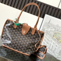 Replica qualità specchio Borsa tote Goyard Anjou Saint Louis Mini tela goyardine/pelle di vitello marrone