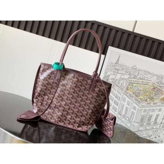 Replica Qualità superiore replica tote Goyard Anjou Saint Louis Mini tela goyardine/pelle di vitello Borgogna Imitazioni Replica qualità specchio Qualità superiore replica tote Goyard Anjou Saint Louis Mini tela goyardine/pelle di vitello Borgogna