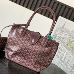 Replica qualità specchio Qualità superiore replica tote Goyard Anjou Saint Louis Mini tela goyardine/pelle di vitello Borgogna