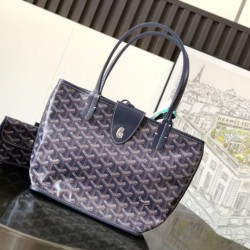 Cloni Borsa tote Goyard Anjou Saint Louis Mini tela goyardine/pelle di vitello blu navy firmate
