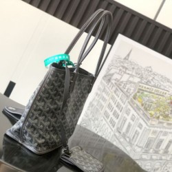 Replica di lusso Borsa tote Goyard Anjou Saint Louis Mini tela goyardine/pelle di vitello grigia Imitazioni Cloni Borsa tote Goyard Anjou Saint Louis Mini tela goyardine/pelle di vitello grigia firmate