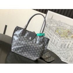 Borsa tote Goyard Anjou Saint Louis Mini tela goyardine/pelle di vitello grigia