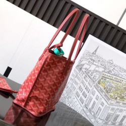 Replica di lusso Borsa tote Goyard Anjou Saint Louis Mini tela goyardine/pelle di vitello Rosso Imitazioni Cloni Borsa tote Goyard Anjou Saint Louis Mini tela goyardine/pelle di vitello Rosso firmate