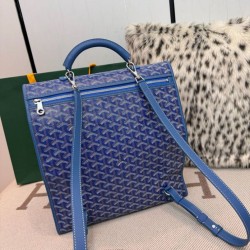 Replica di lusso Zaino morbido Goyard Saint Léger in tela Goyardine Blu Imitazioni Cloni Zaino morbido Goyard Saint Léger in tela Goyardine Blu firmate