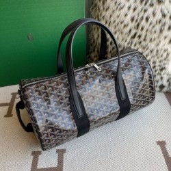 Replica di lusso Borsa sportiva classica Goyard Barrel 40 Nero Imitazioni Cloni Borsa sportiva classica Goyard Barrel 40 Nero firmate